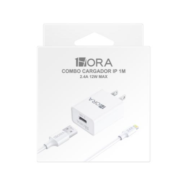 1Hora Combo Cargador IP 2.4A 12W Max GAR143